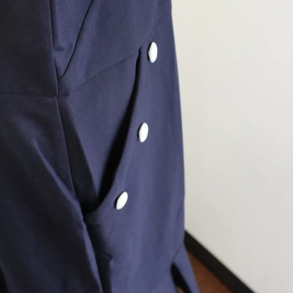 NWT Ann Taylor Loft Plus Navy Flounce Hem Dress - Picture 7 of 8